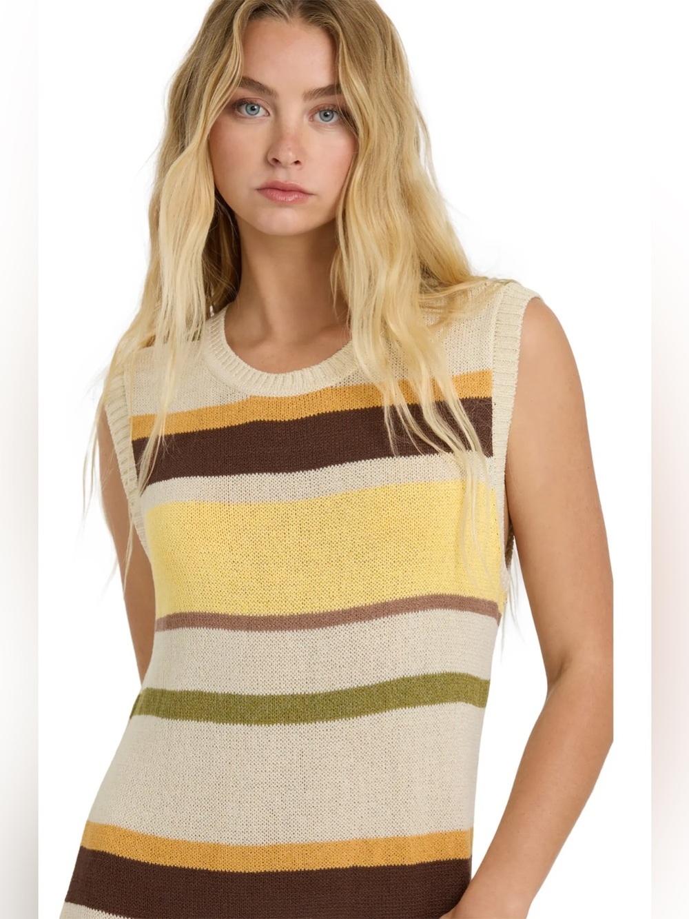 Billabong Striped Knit White Cap Sweater Maxi Dress - Picture 2 of 11